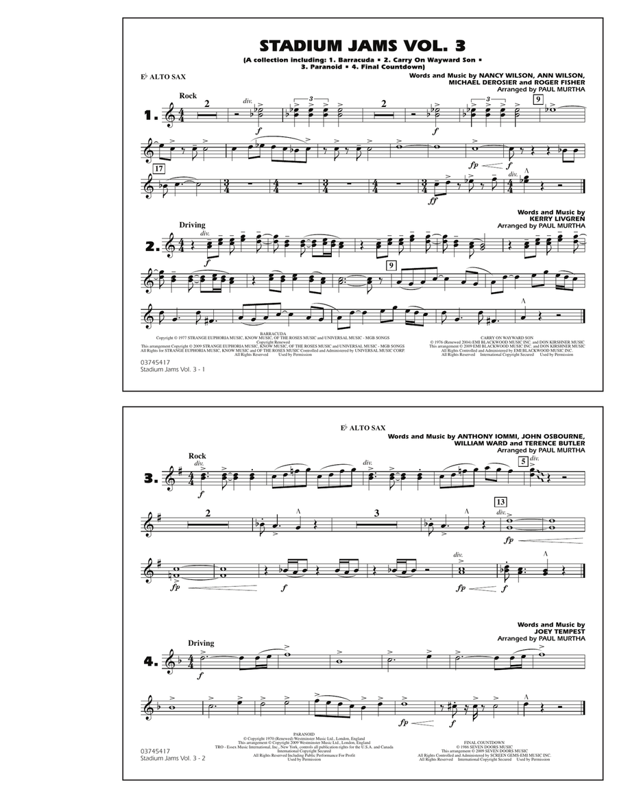 Stadium Jams - Volume 3 - Eb Alto Sax