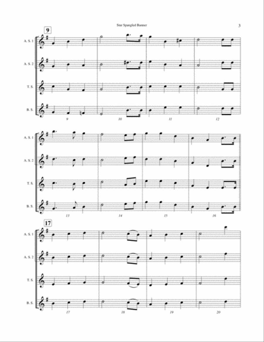 Star Spangled Banner Star Spangled Banner Woodwind Quartet scores gallery preview page 3