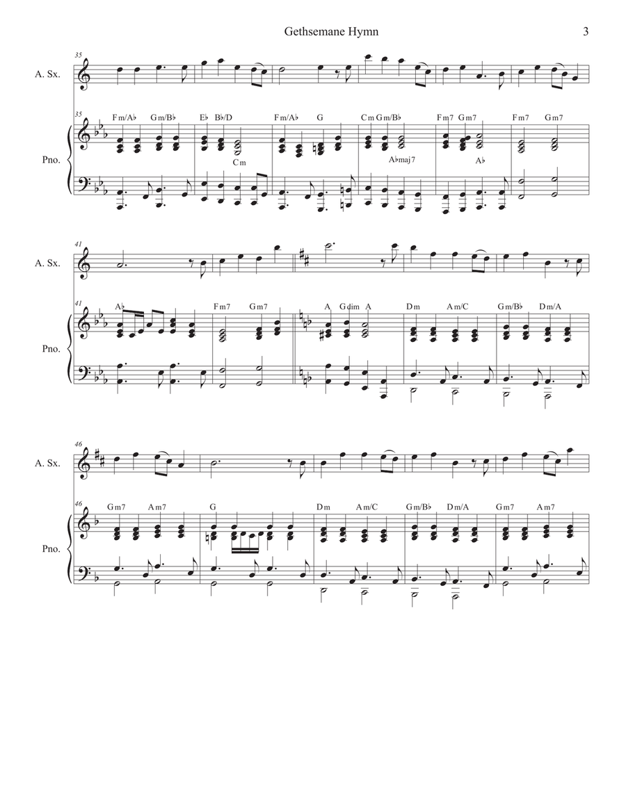 Gethsemane Hymn Alto Saxophone scores gallery preview page 3