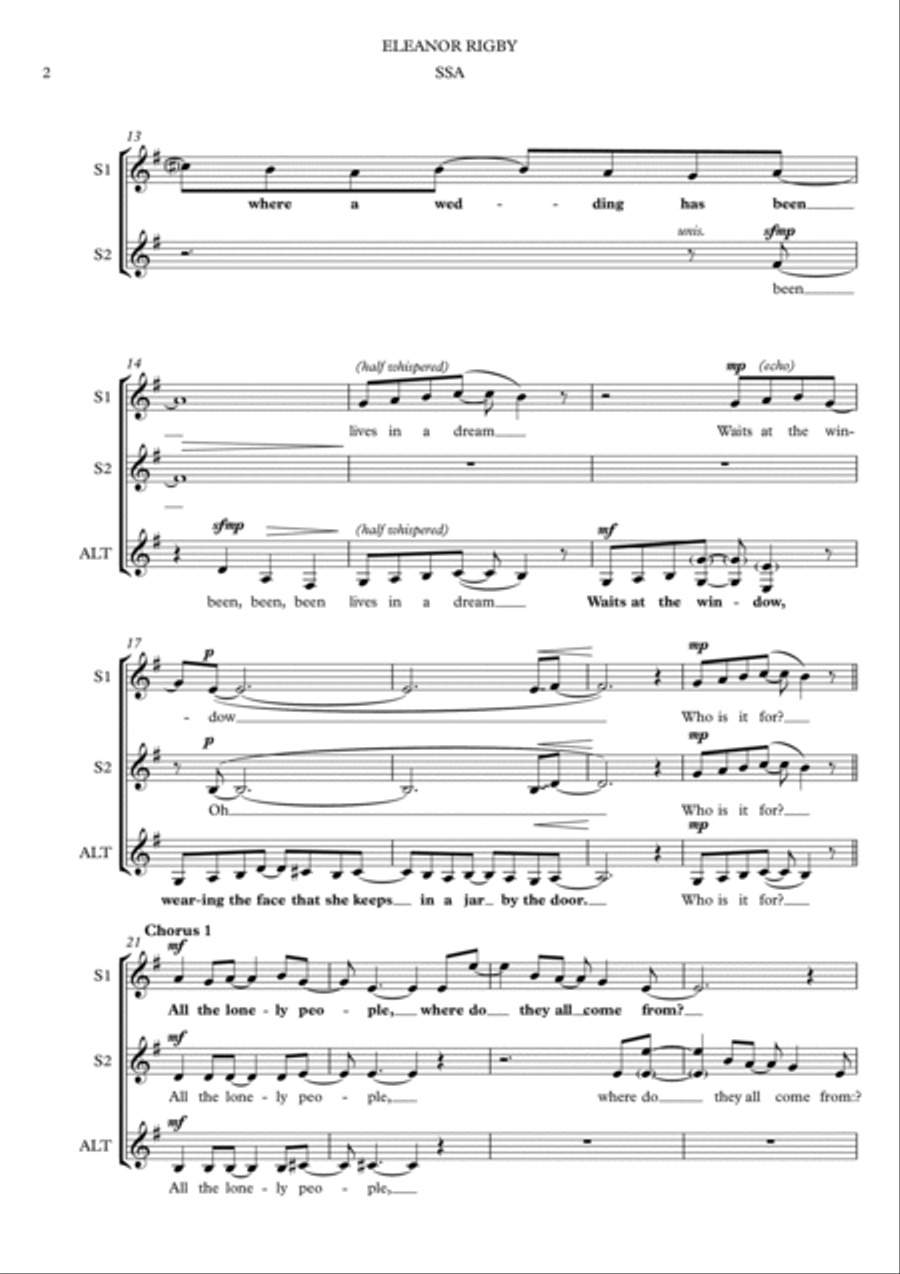 Eleanor Rigby Eleanor Rigby SSA scores gallery preview page 2