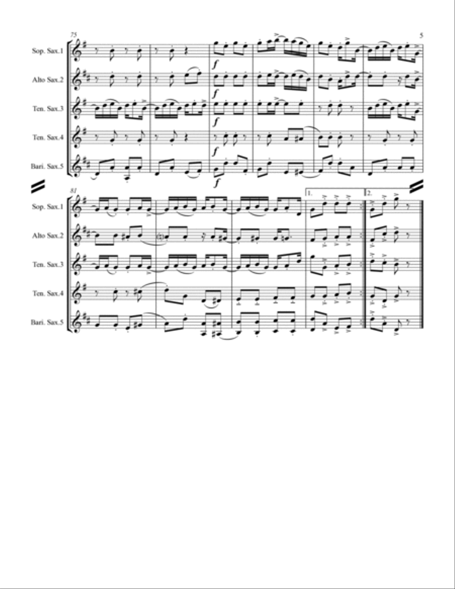 Joplin - “Maple Leaf Rag” (for Saxophone Quintet SATTB) image number null