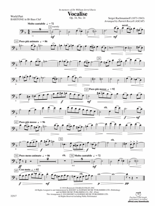 Vocalise, Op. 34, No. 14: (wp) B-flat Baritone B.C.