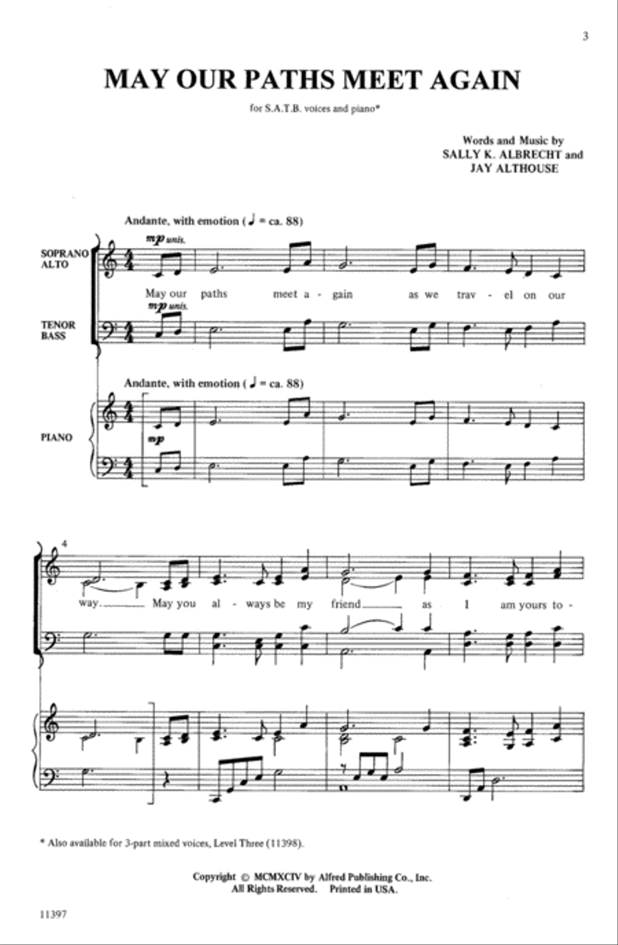 May Our Paths Meet Again Choir scores gallery preview page 1