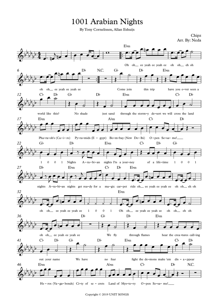 1001 Arabian Nights Piano scores gallery preview page 1