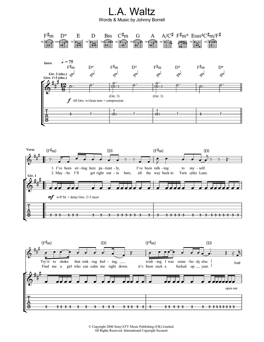 Los Angeles Waltz Guitar Tablature scores gallery preview page 1