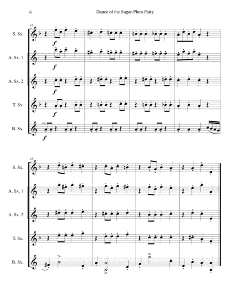 Dance of the Sugar-Plum Fairy for Saxophone Quartet (SATB or AATB) Saxophone Quartet scores gallery preview page 6