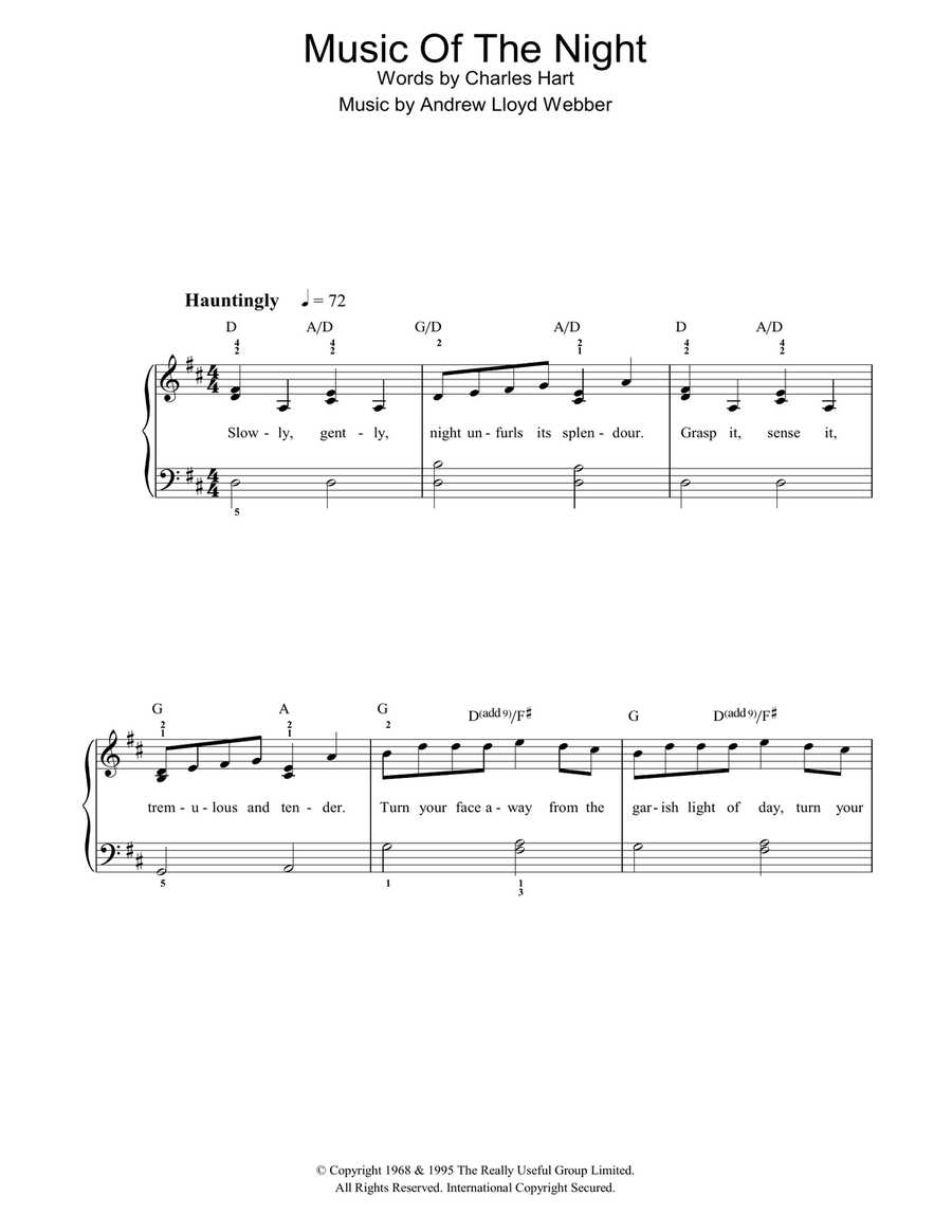 The Music Of The Night (from The Phantom Of The Opera) (Verse Only)
