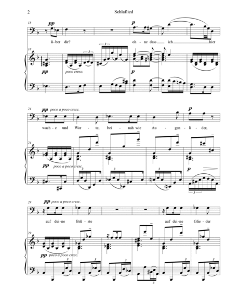 Schlaflied (for Baritone voice and piano) Baritone Voice scores gallery preview page 2