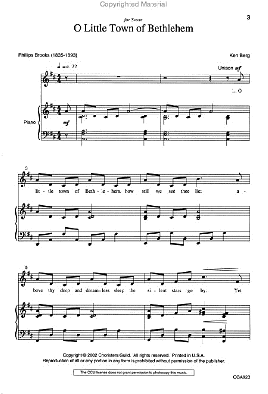 O Little Town of Bethlehem (Three-part Mixed) 3-Part scores gallery preview page 2