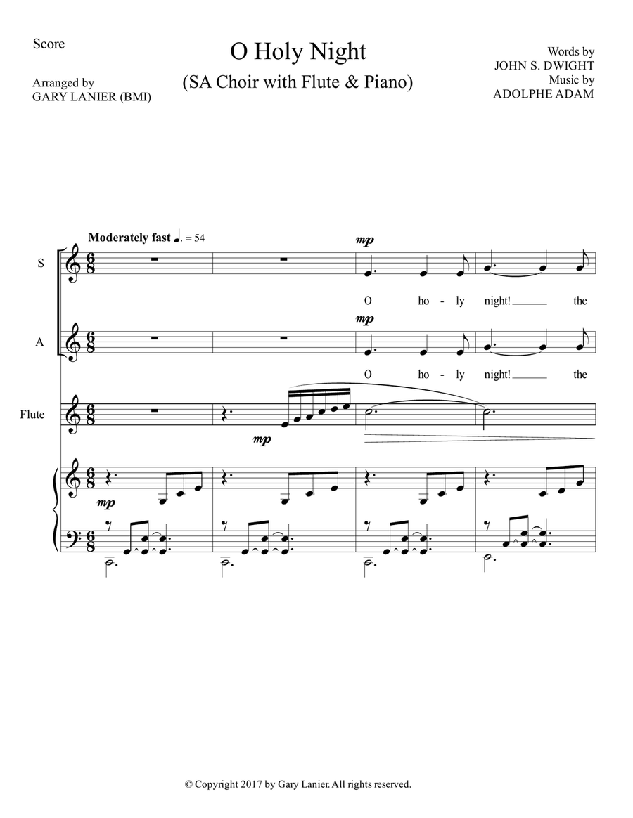 O HOLY NIGHT (SA Choir with Flute & Piano - Score & Parts included) O HOLY NIGHT (SA Choir with Flute & Piano - Score & Parts included) SA scores gallery preview page 2