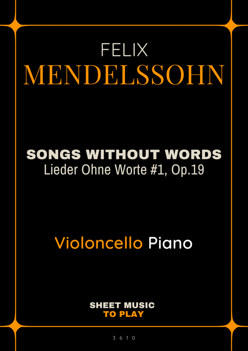 Songs Without Words No.1, Op.19 - Cello and Piano (Full Score and Parts) image number null