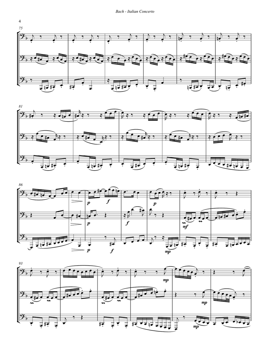 Italian Concerto BWV 971 for Tuba Trio Brass Trio scores gallery preview page 4