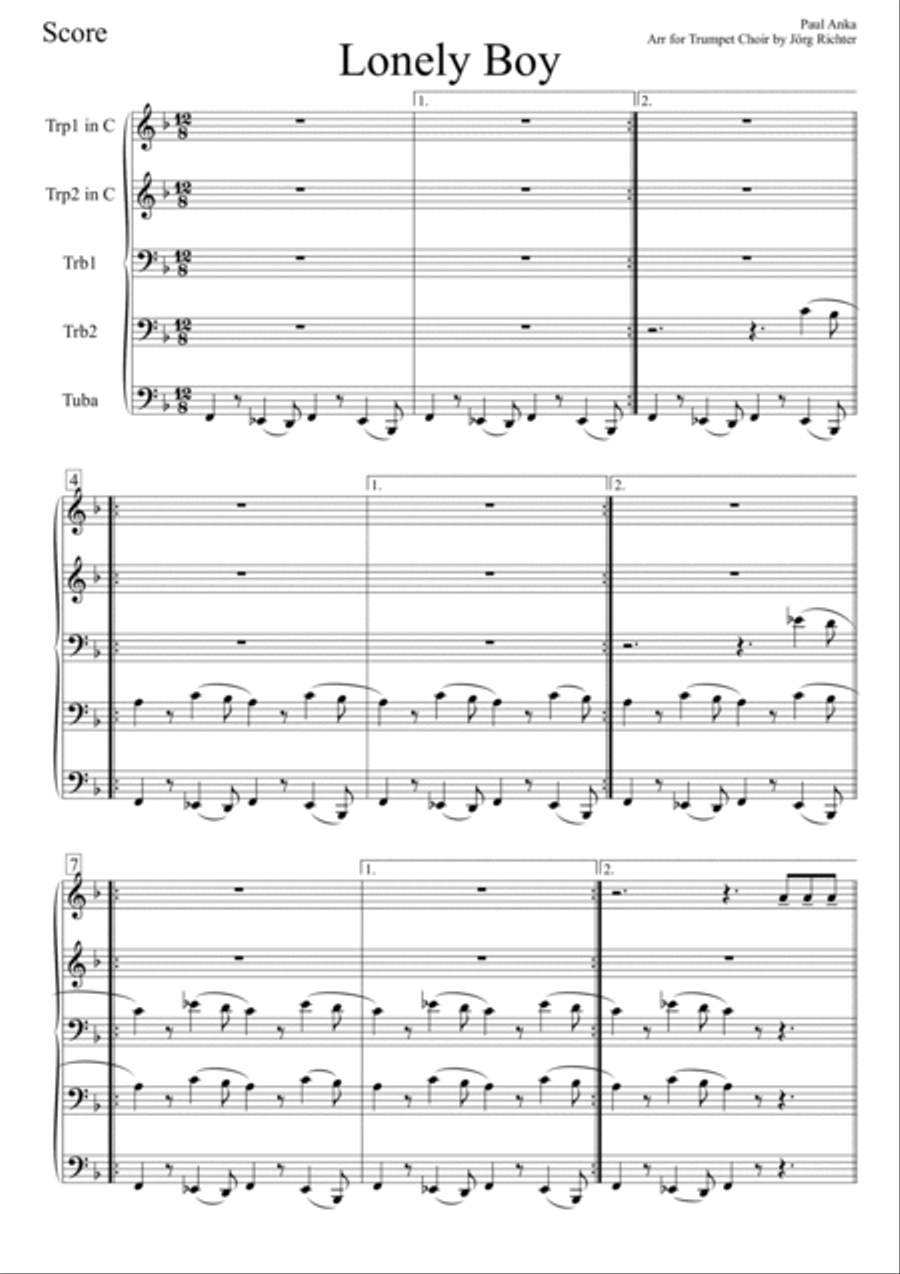 Lonely Boy Lonely Boy Brass Ensemble scores gallery preview page 2