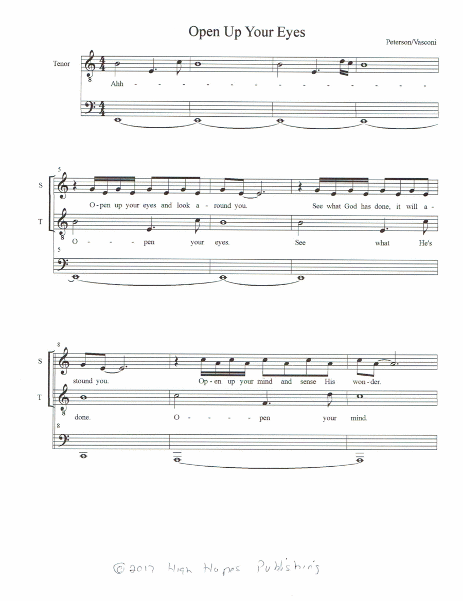 Open Up Your Eyes 4-Part scores gallery preview page 1