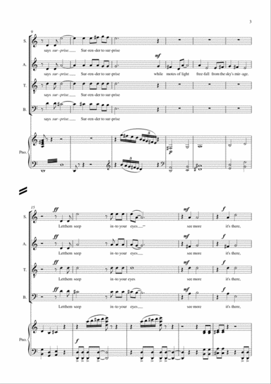 Carson Cooma: Just Now for SATB chorus and orchestra, chorus part with piano reduction 4-Part scores gallery preview page 3
