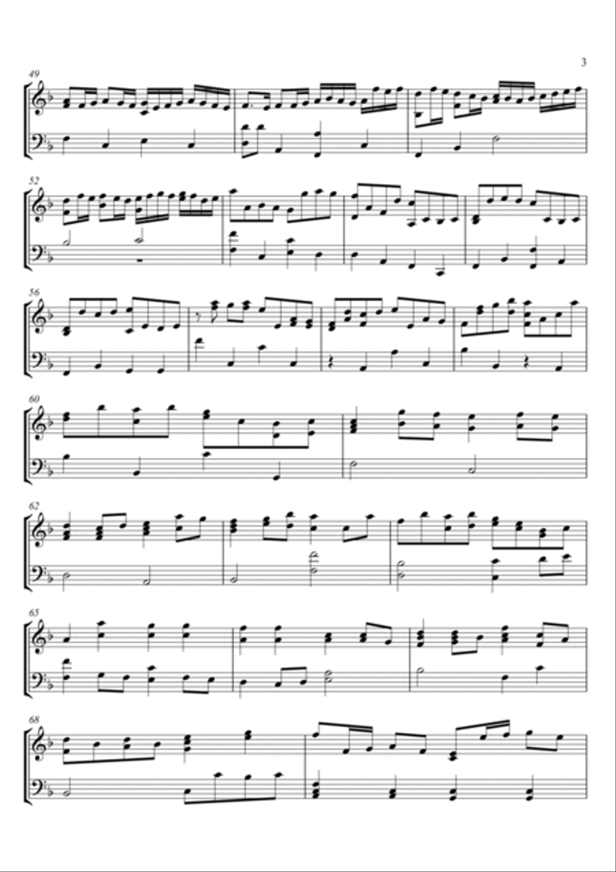 Johann Pachelbel - Canon in D - F major key Piano Solo scores gallery preview page 3
