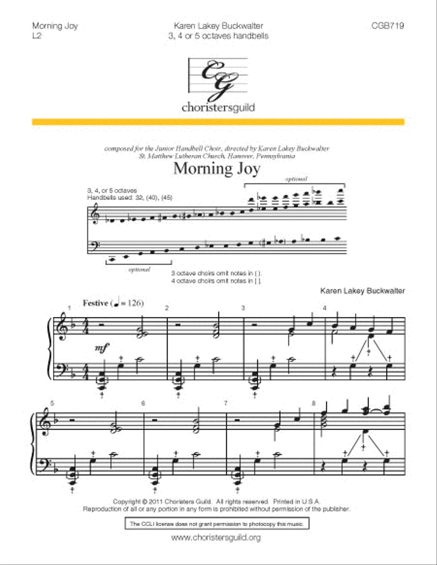 Morning Joy Morning Joy Handbell Choir scores gallery preview page 1