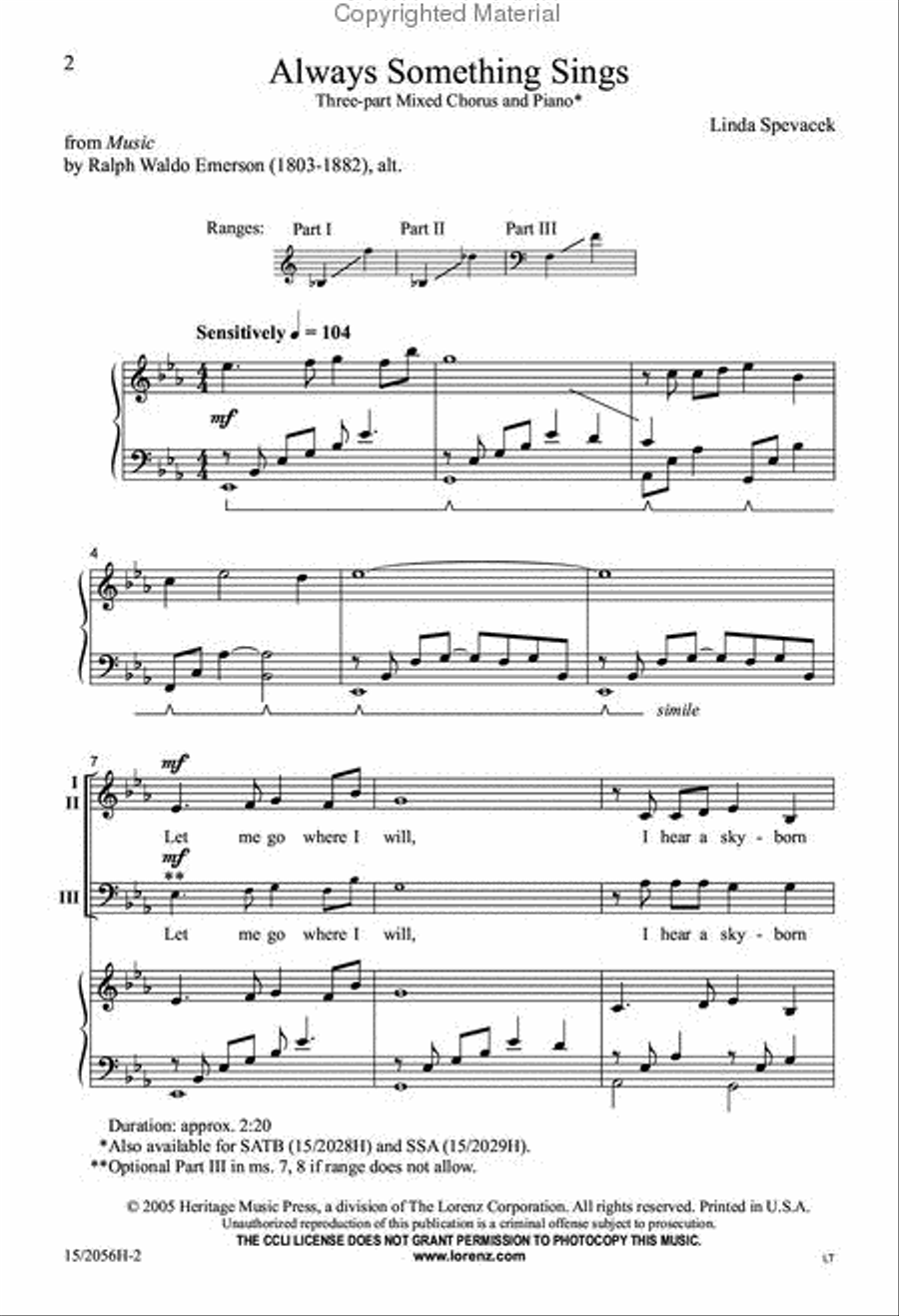Always Something Sings 3-Part scores gallery preview page 2
