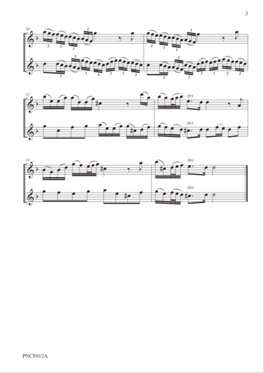 VALENTINE (1671 - 1747) THREE SONATAS FOR 2 FLUTES OPUS 6 Flute Duet scores gallery preview page 3