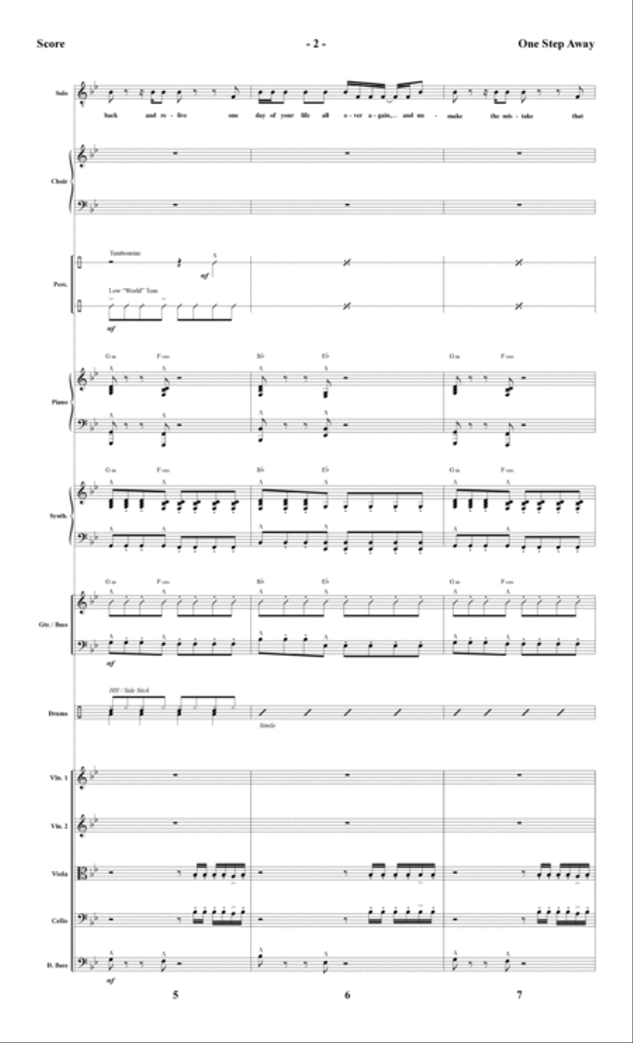 One Step Away - Full Score Choir scores gallery preview page 2