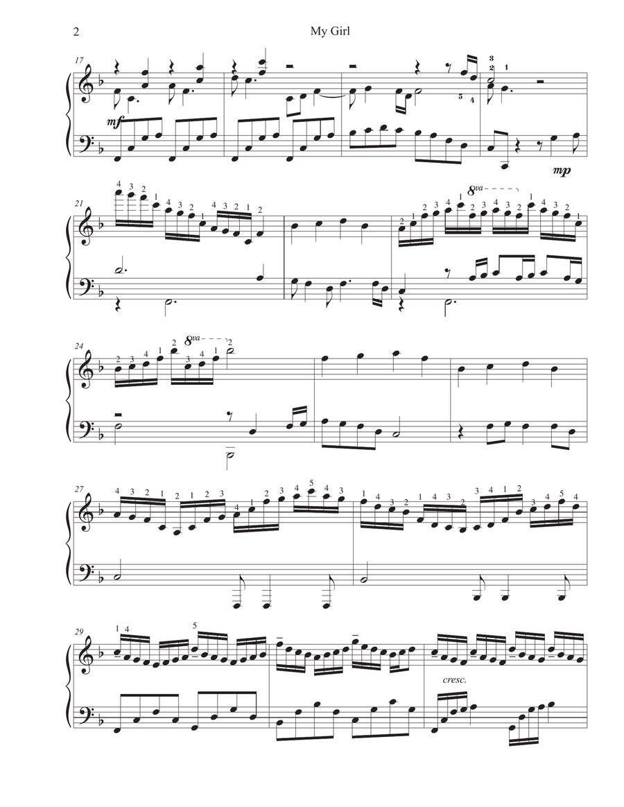 My Girl Piano Solo scores gallery preview page 2