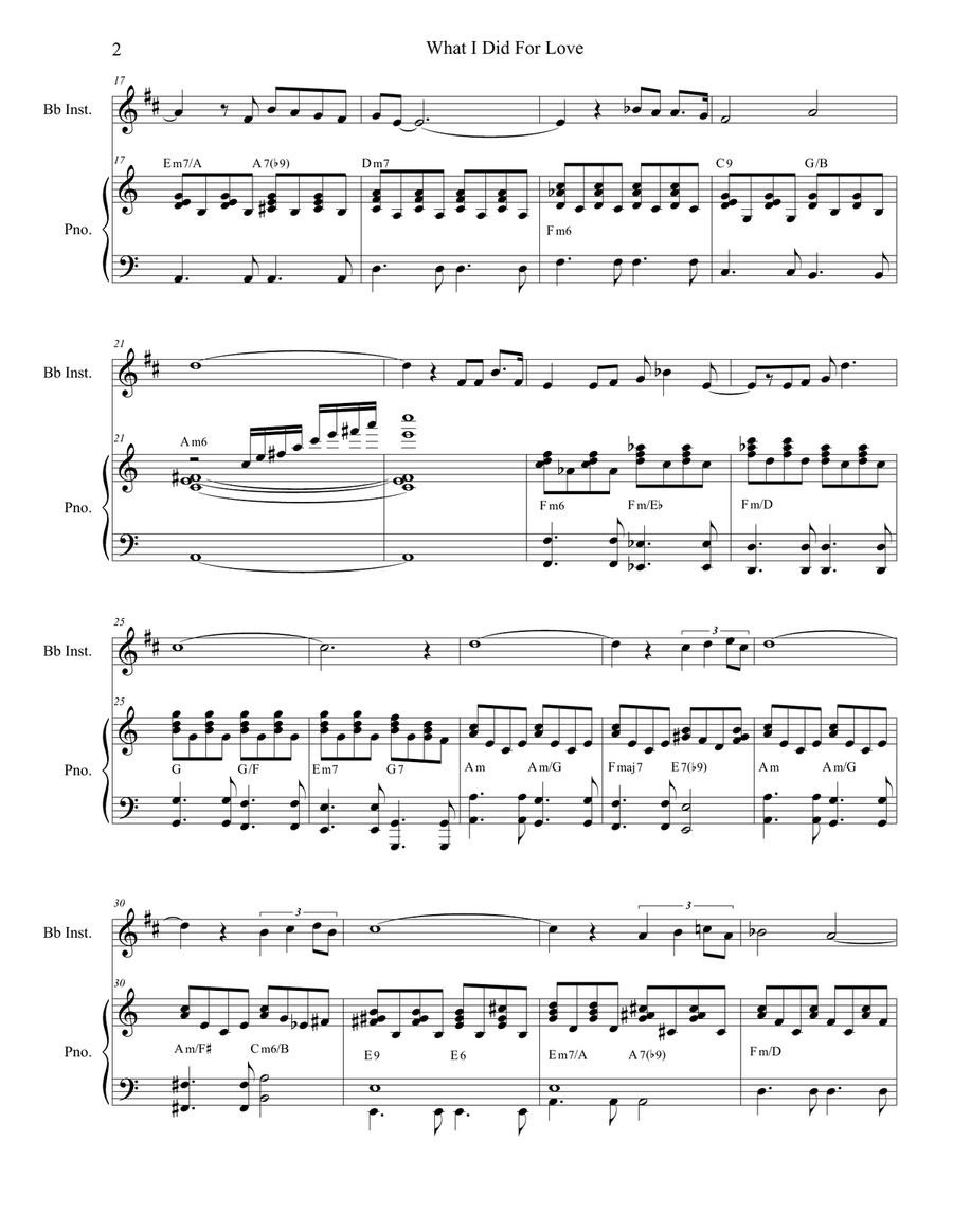 What I Did For Love Clarinet scores gallery preview page 2