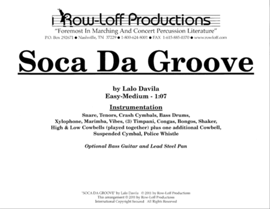 Soca da Groove w/Tutor Tracks Percussion Ensemble scores gallery preview page 2