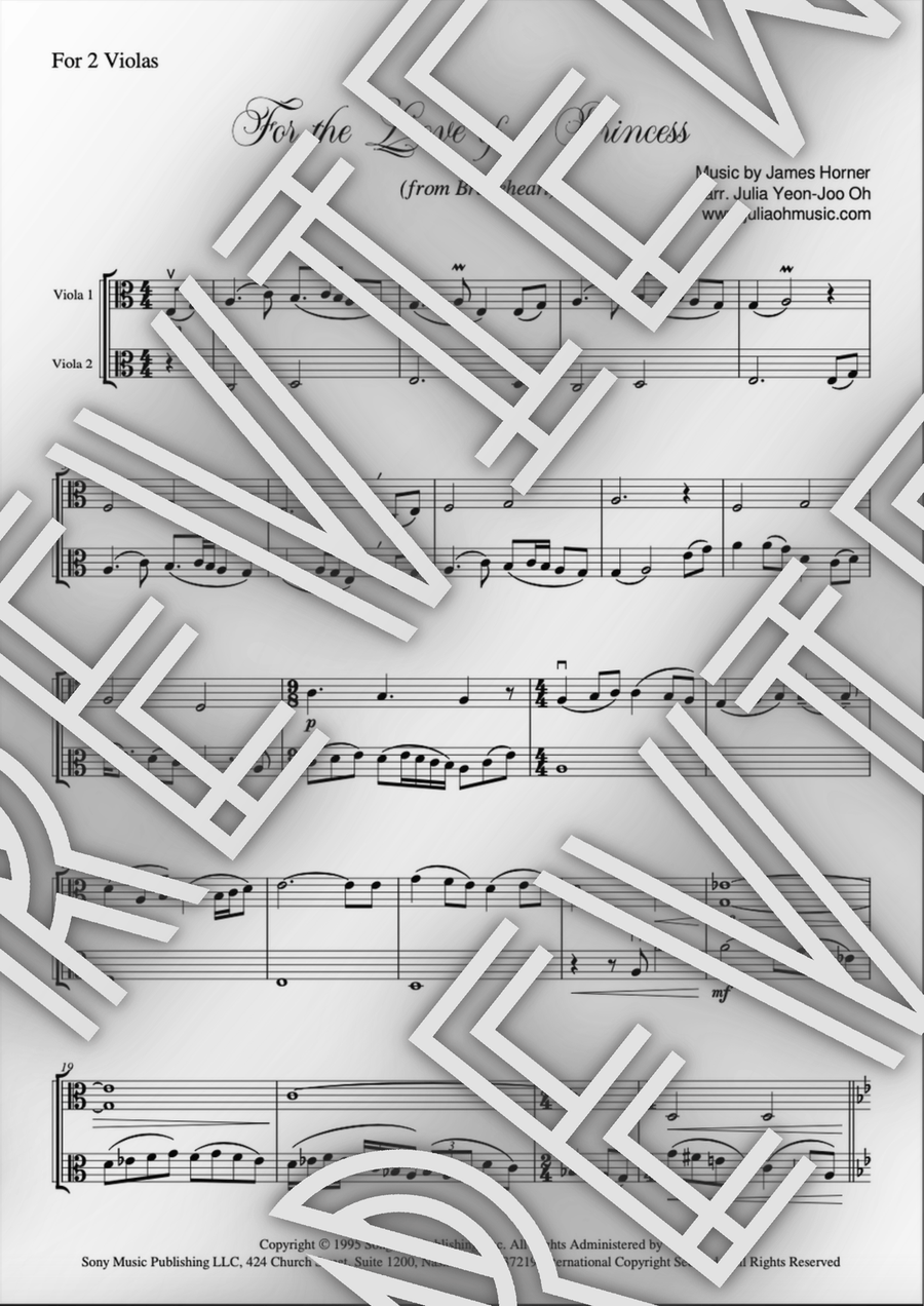 For The Love Of A Princess String Duet scores gallery preview page 1
