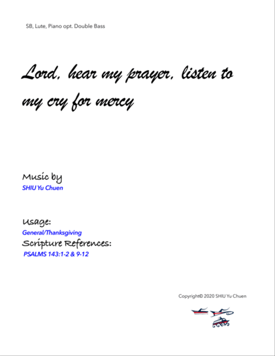 Lord, hear my prayer, listen to my cry for mercy Small Ensemble scores gallery preview page 1