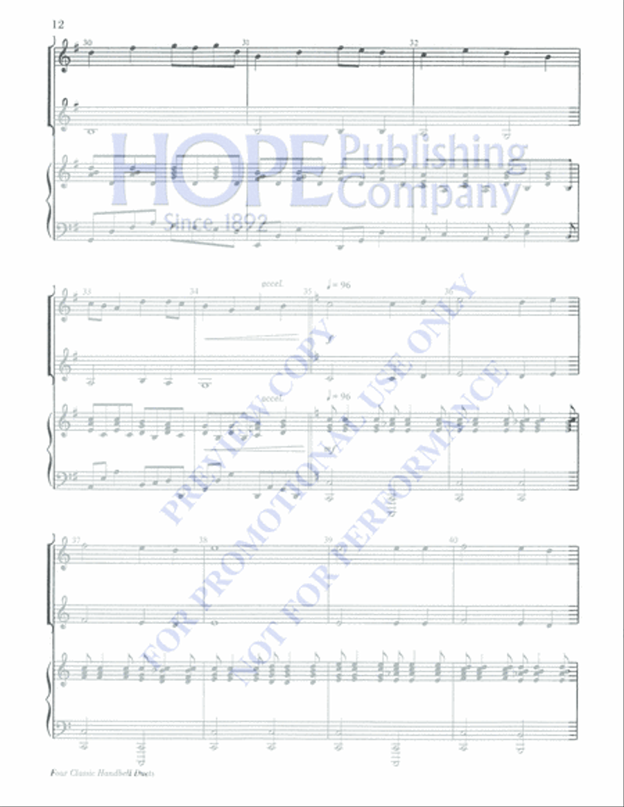 Four Classic Handbell Duets Percussion scores gallery preview page 12