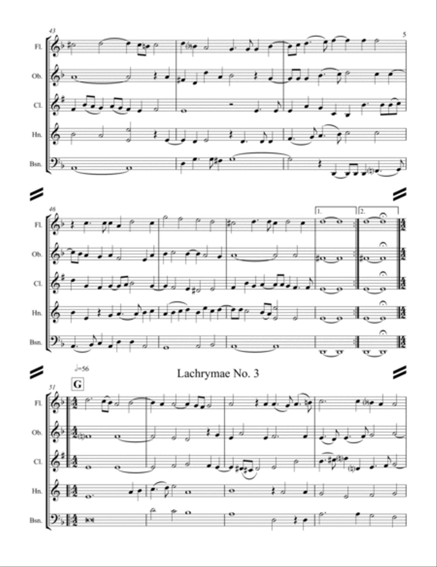 Dowland - 10 Lachrimae (for Woodwind Quintet) Woodwind Quintet scores gallery preview page 6