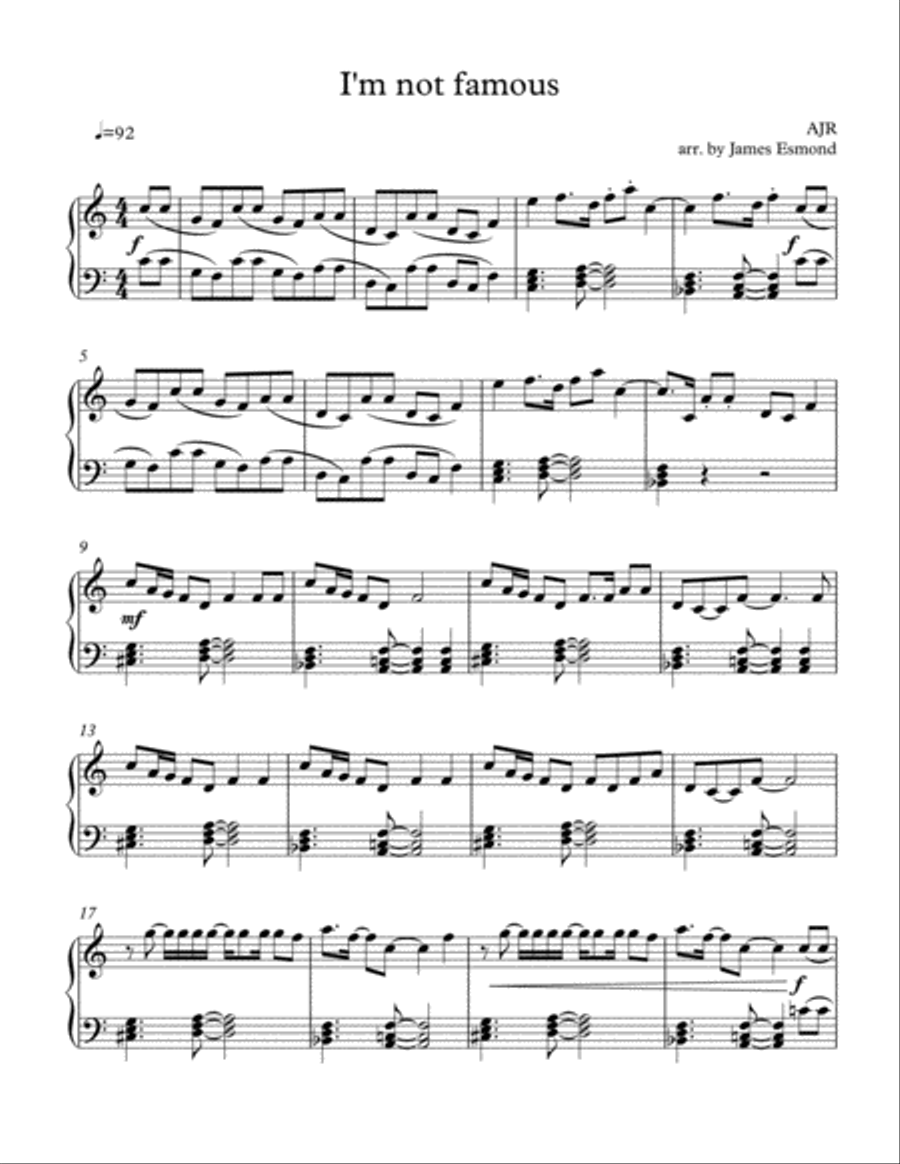 I'm Not Famous Piano Solo scores gallery preview page 1
