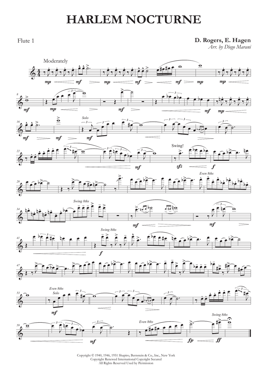 Harlem Nocturne Woodwind Quartet scores gallery preview page 1