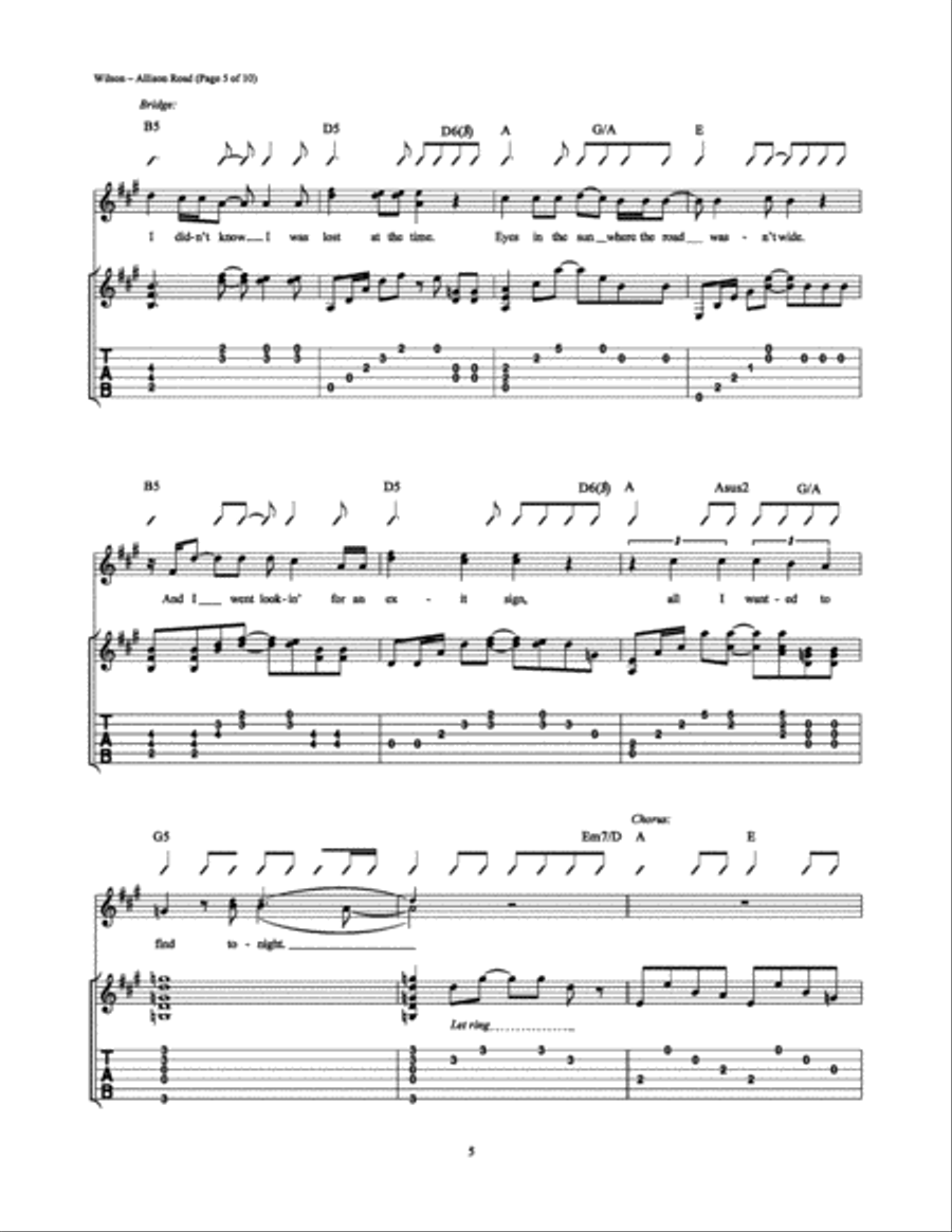 Allison Road Allison Road Electric Guitar scores gallery preview page 5