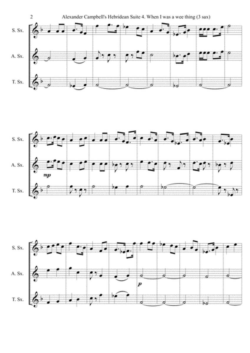 Alexander Campbell's Hebridean Suite for Saxophone Trio, 4th Movement, When I was a wee thing image number null