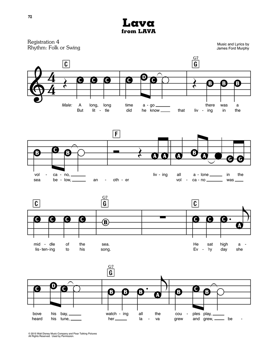 Lava (from Lava) Electronic Keyboard scores gallery preview page 1