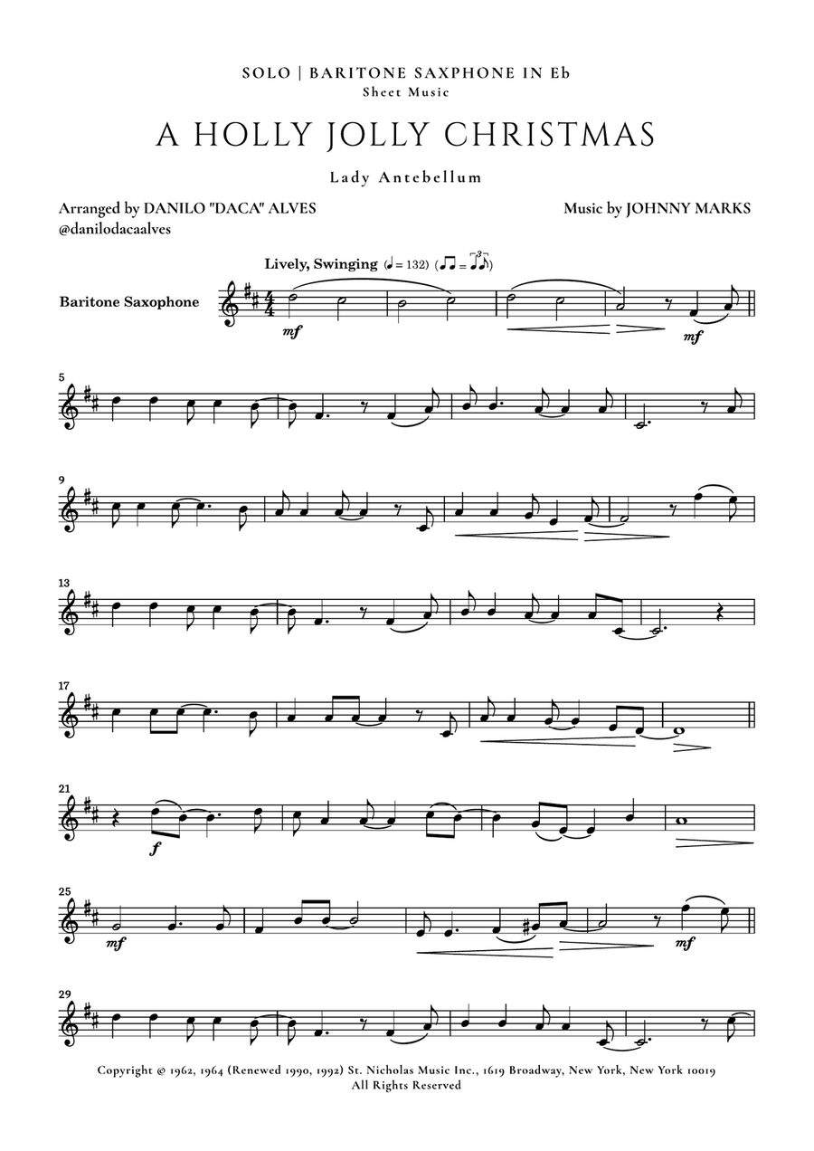 A Holly Jolly Christmas Baritone Saxophone scores gallery preview page 1