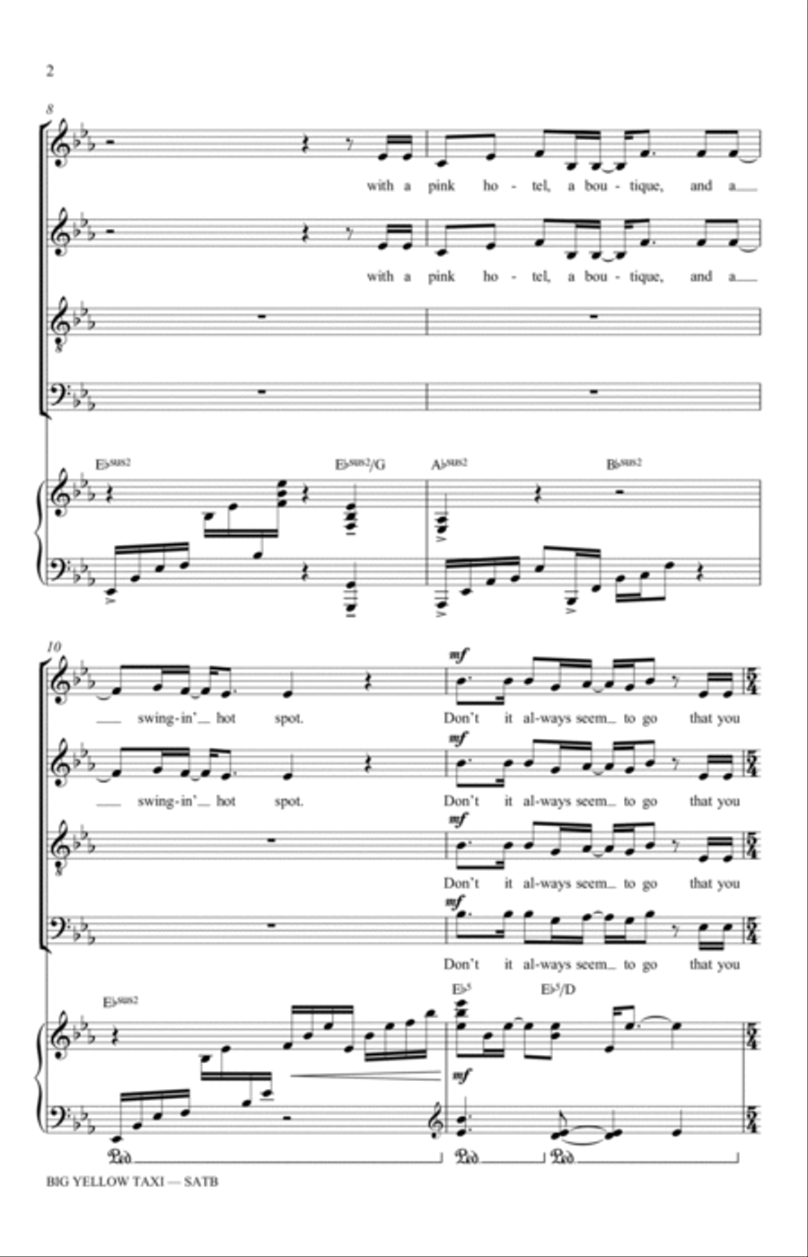 Big Yellow Taxi (arr. Adam and Matt Podd) 4-Part scores gallery preview page 2