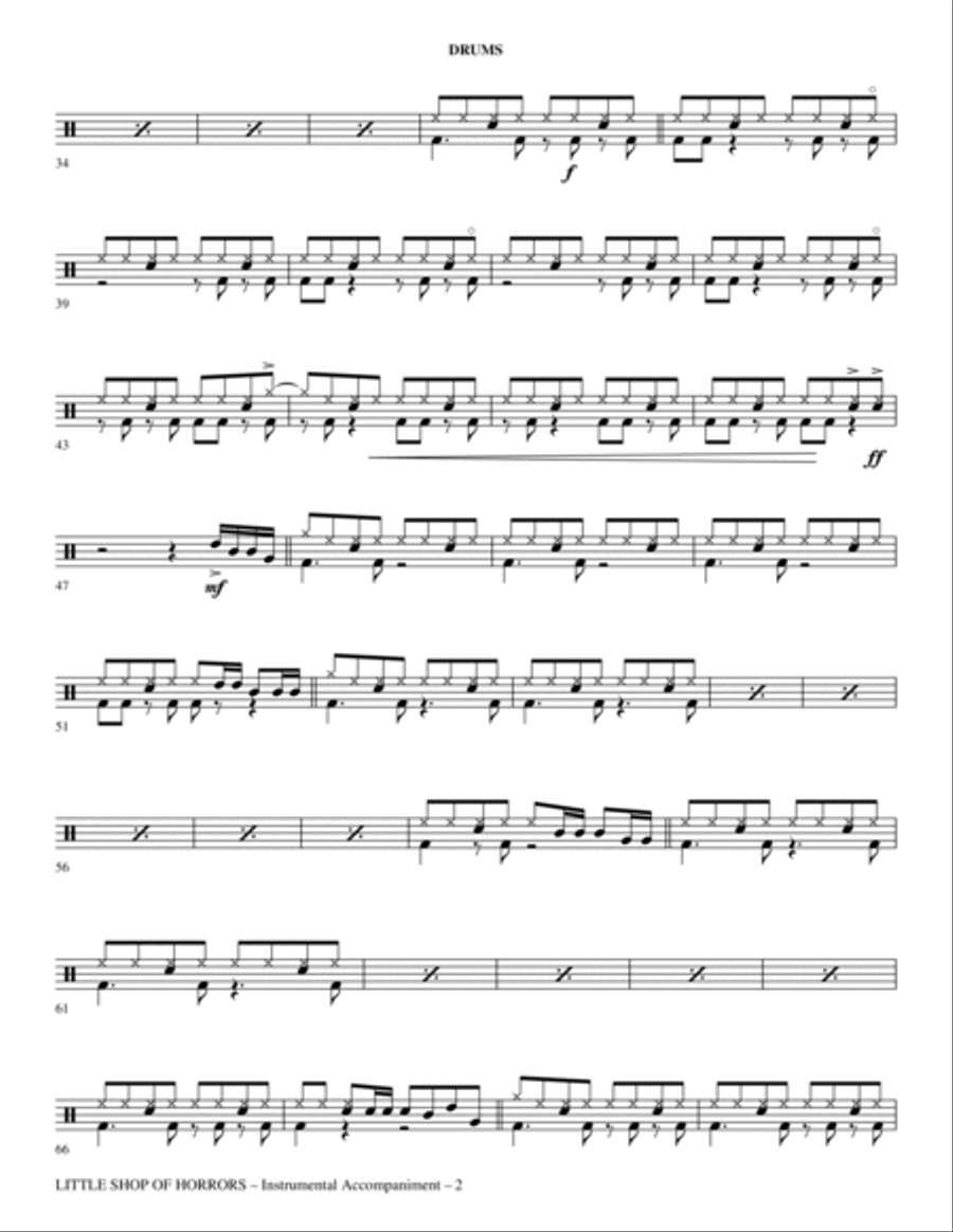Little Shop Of Horrors (from Little Shop of Horrors) (arr. Mark Brymer) - Drums Choir scores gallery preview page 2