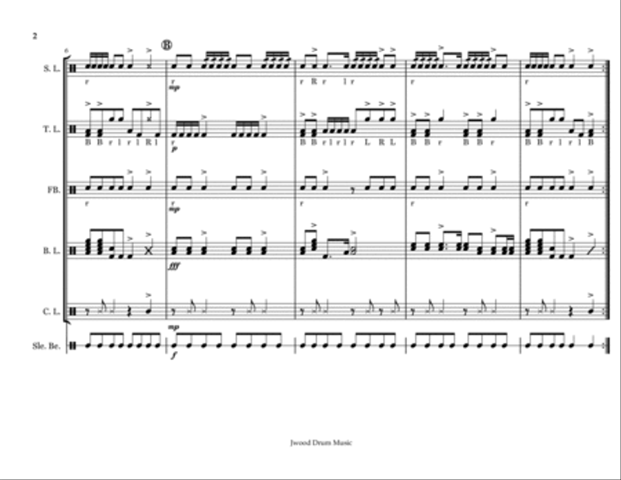 Jingle Bells With Drumline (Drumline Cadence) Marching Band scores gallery preview page 2