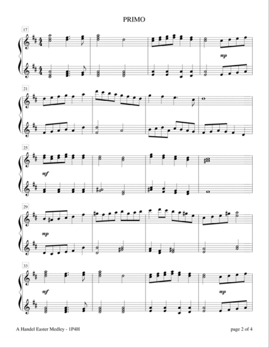 A Handel Easter Medley (1 Piano, 4 Hands) 1 Piano, 4-Hands scores gallery preview page 2
