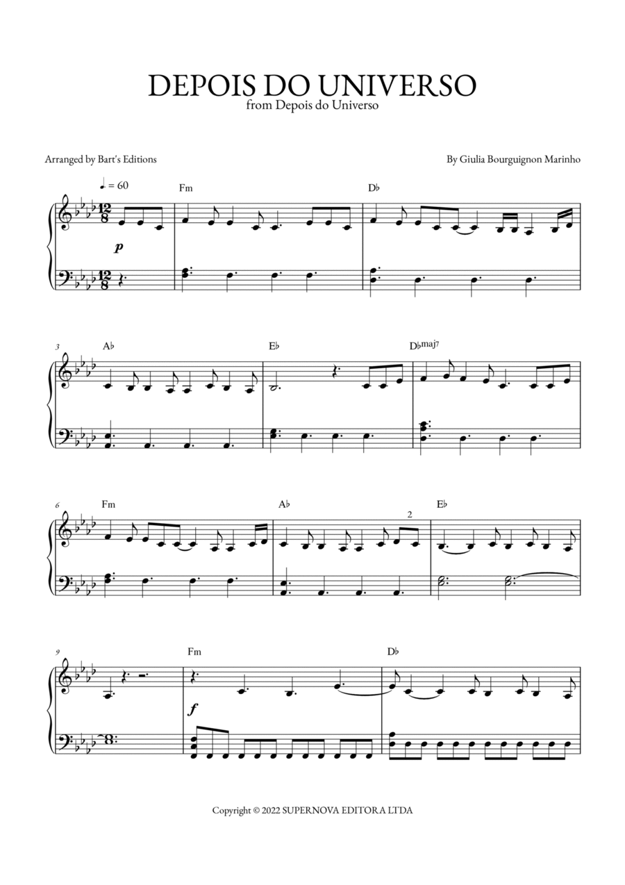 Depois Do Universo Depois Do Universo Easy Piano scores gallery preview page 1