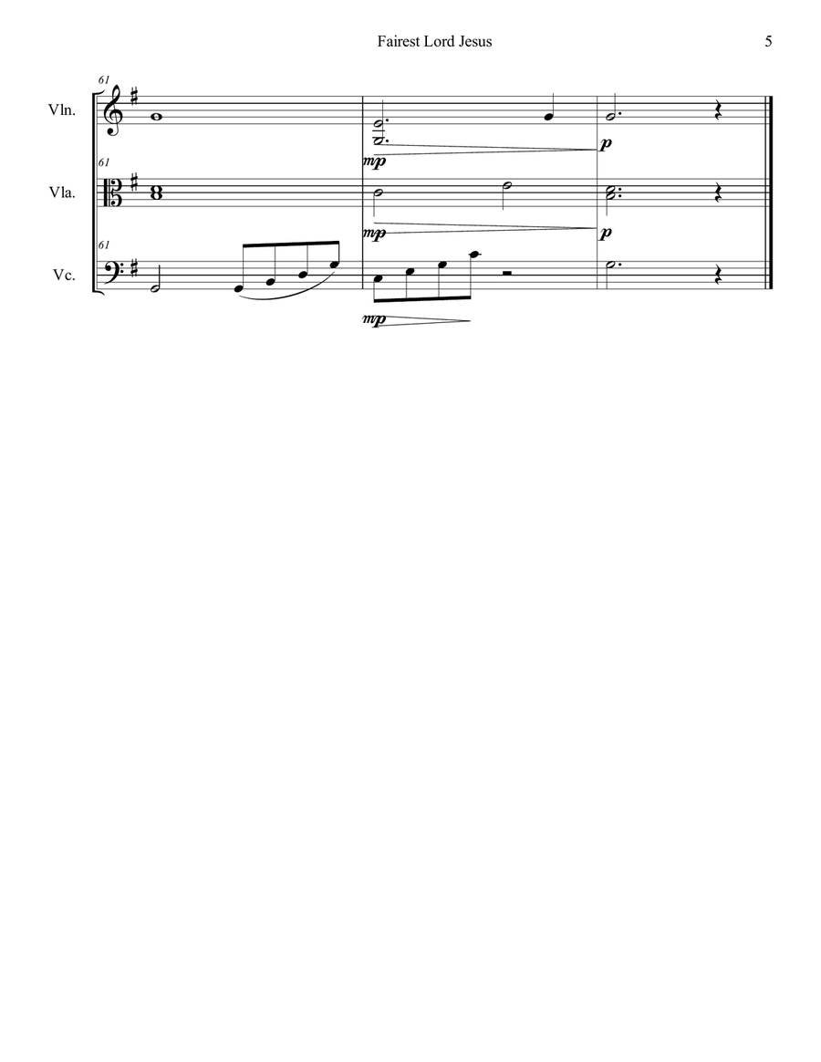 Fairest Lord Jesus String Trio scores gallery preview page 5