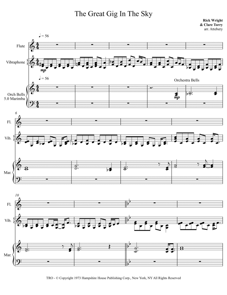 The Great Gig In The Sky Small Ensemble scores gallery preview page 1