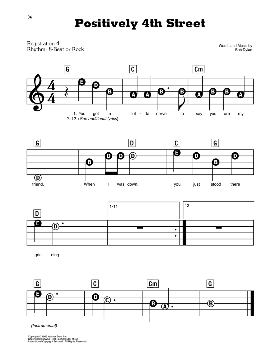 Positively 4th Street Electronic Keyboard scores gallery preview page 1