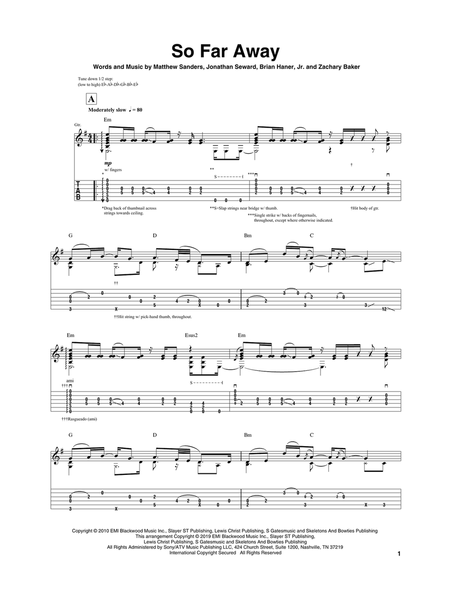 So Far Away Acoustic Guitar scores gallery preview page 1