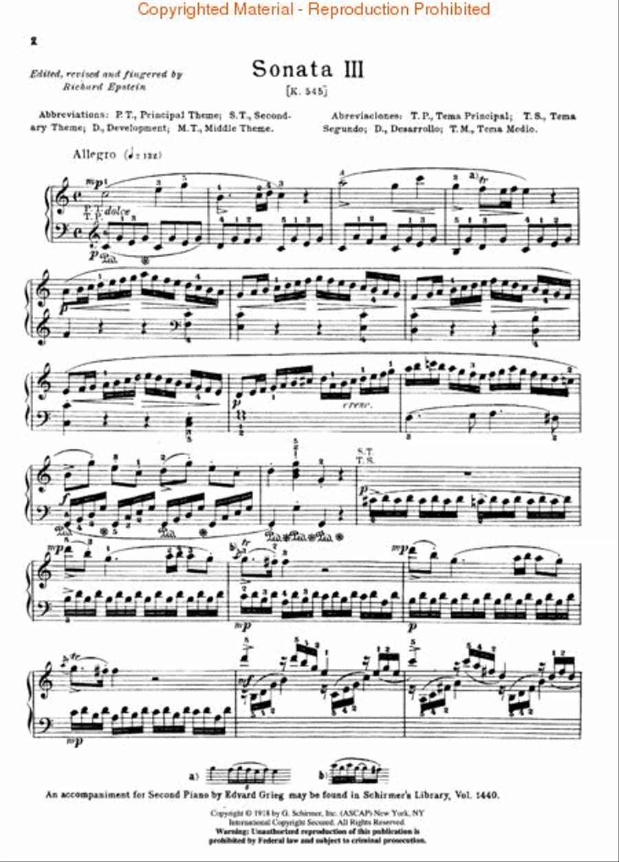 Sonata No. 3 in C Major K545 Piano Solo scores gallery preview page 2