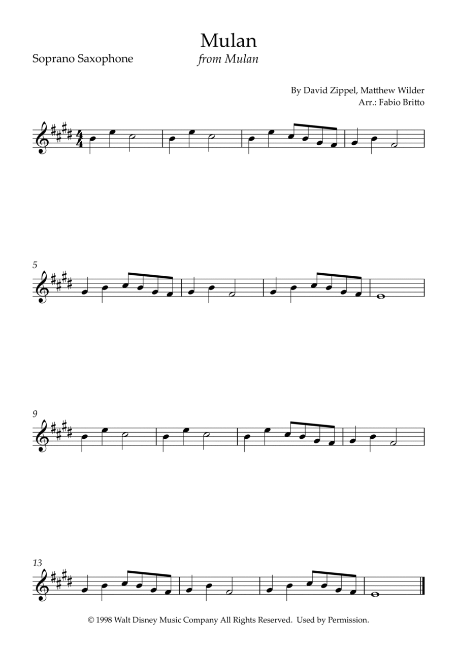 Honor To Us All Soprano Saxophone scores gallery preview page 1