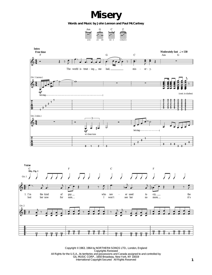 Misery Acoustic Guitar scores gallery preview page 1