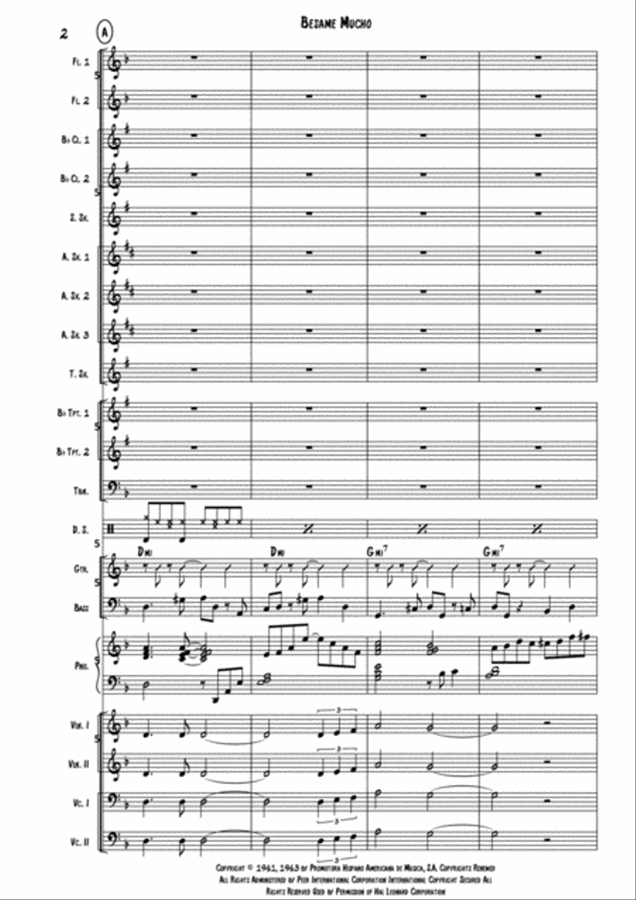 Besame Mucho (Kiss Me Much) Large Ensemble scores gallery preview page 3